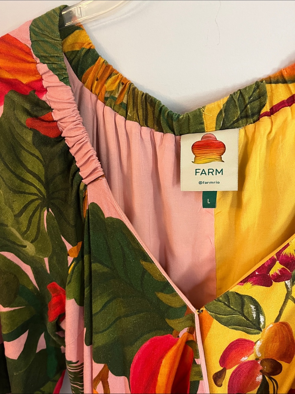 FARM RIO Tropical Mix Print Wrap Linen Maxi Dress - Multicolor L - Picture 6 of 13